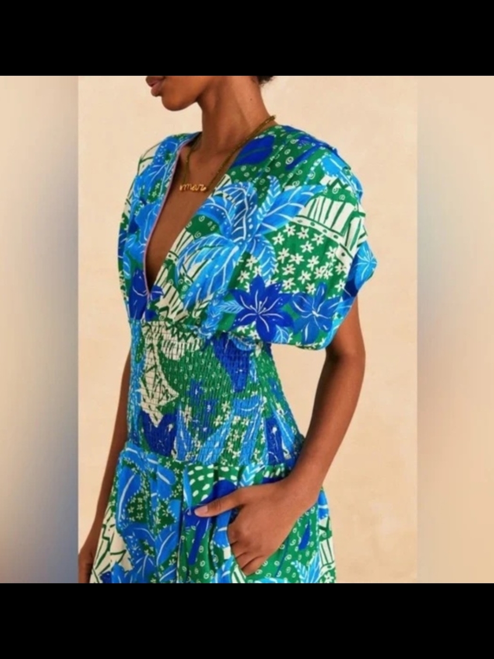 Farm Rio Green Jungle Panther Jumpsuit - Picture 4 of 9
